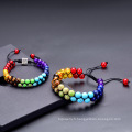 Shangjie OEM Pulsera coloré sept chakra bracelet à double rangée bracelet Jade Natural Stone Bracelet